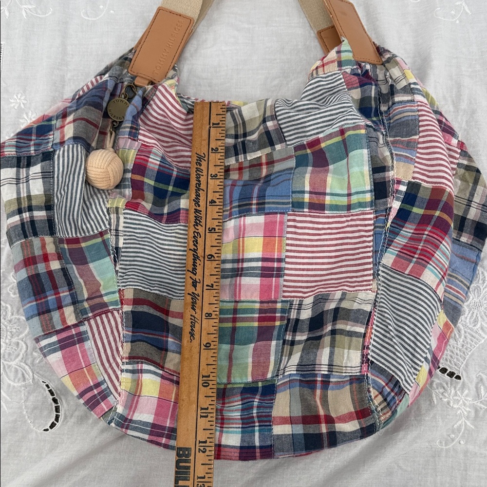 Tommy Hilfiger Bag Purse Shoulder Tote Multicolor Patchwork Preppy Summer Beach - Picture 12 of 12